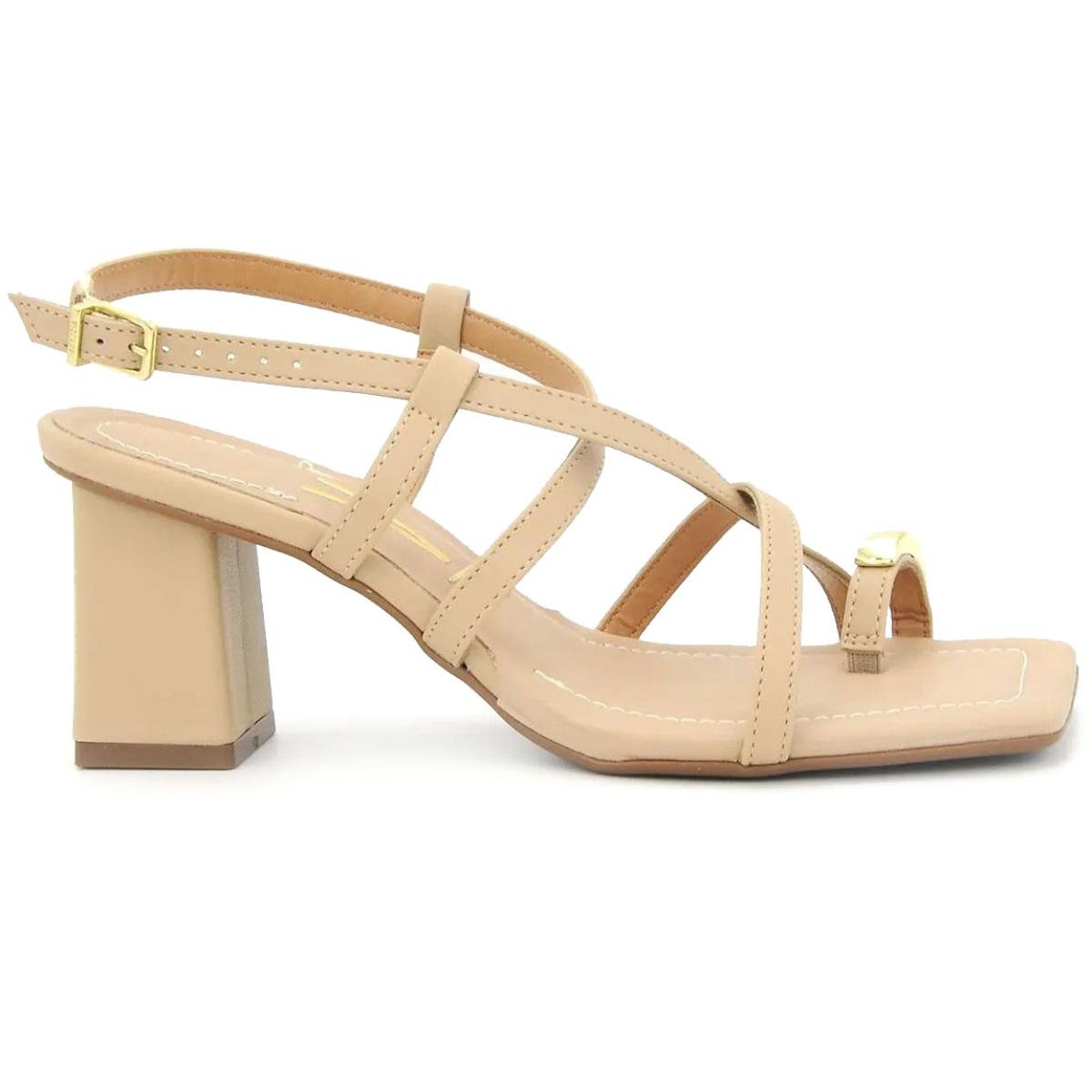 Sandália Vizzano Salto Bloco Detalhe Feminina - Bege Bege 2