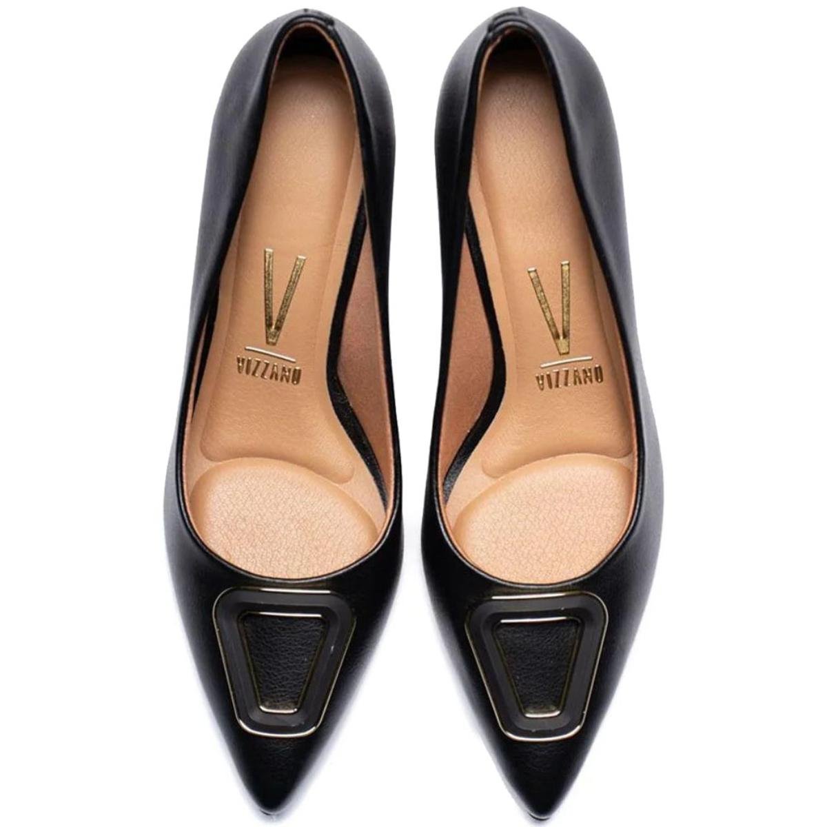 Scarpin Vizzano Detalhe Salto Médio Feminino - Preto Preto 2
