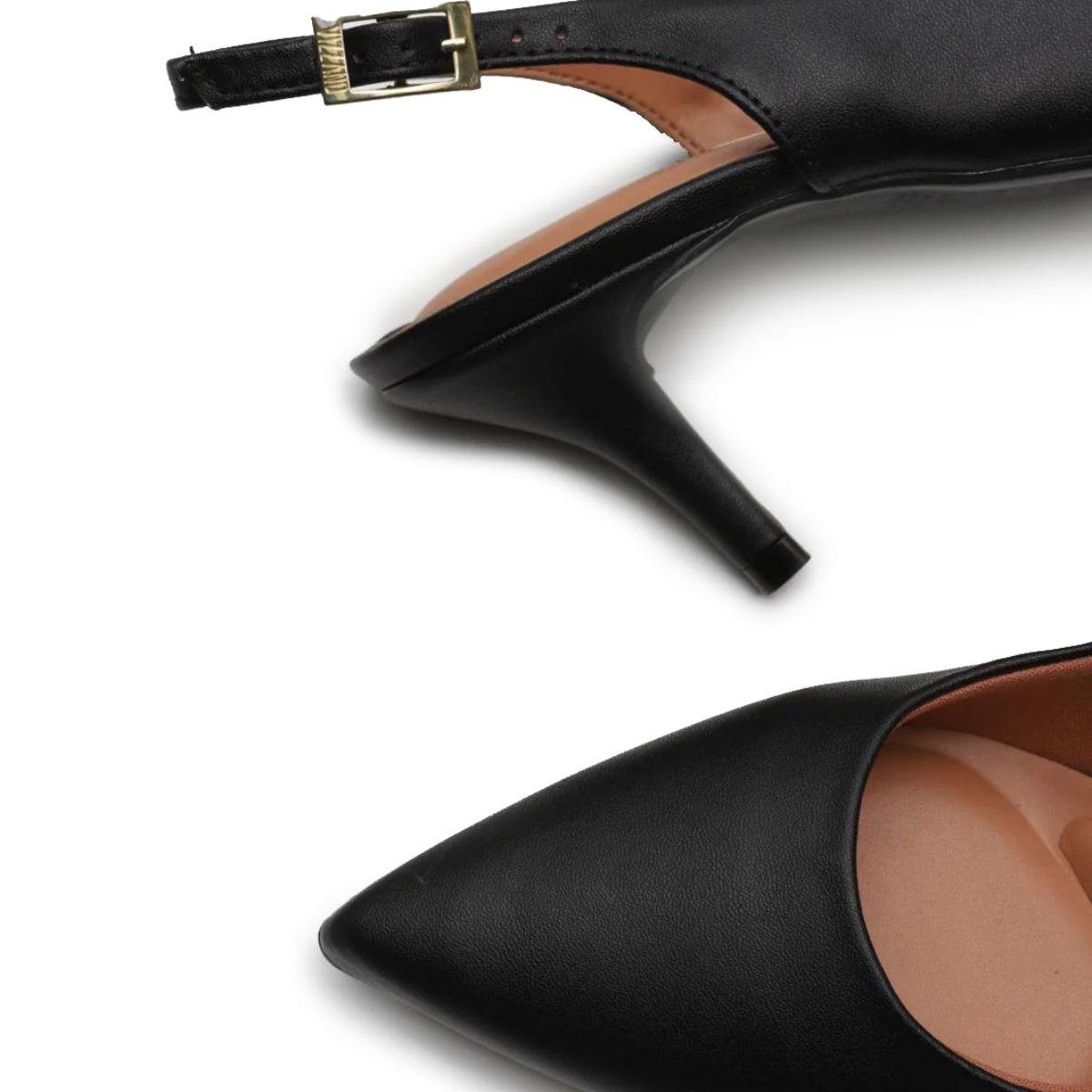 Scarpin Vizzano Napa Slingback Salto Fino Médio - Preto Preto 3