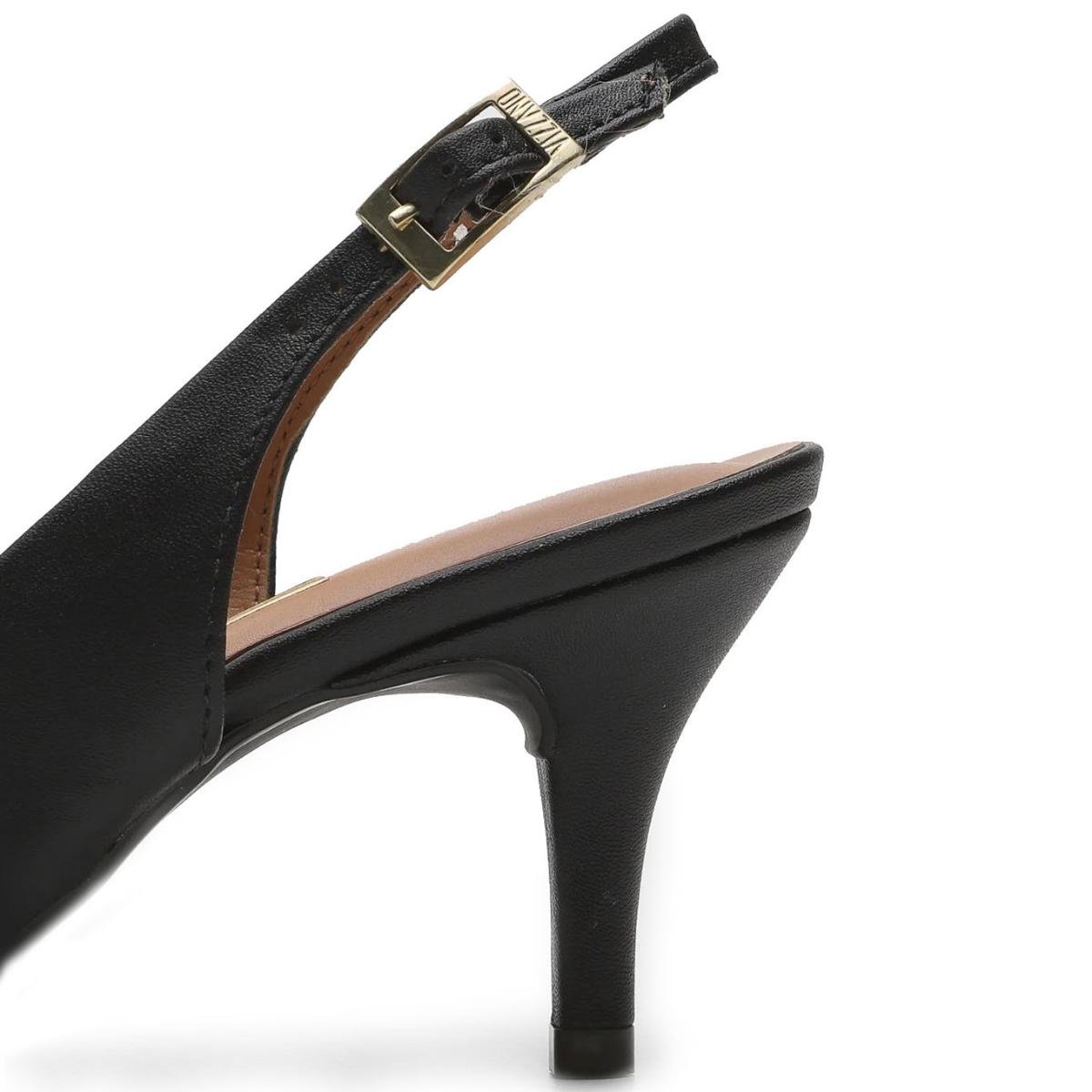 Scarpin Vizzano Napa Slingback Salto Fino Médio - Preto Preto 4