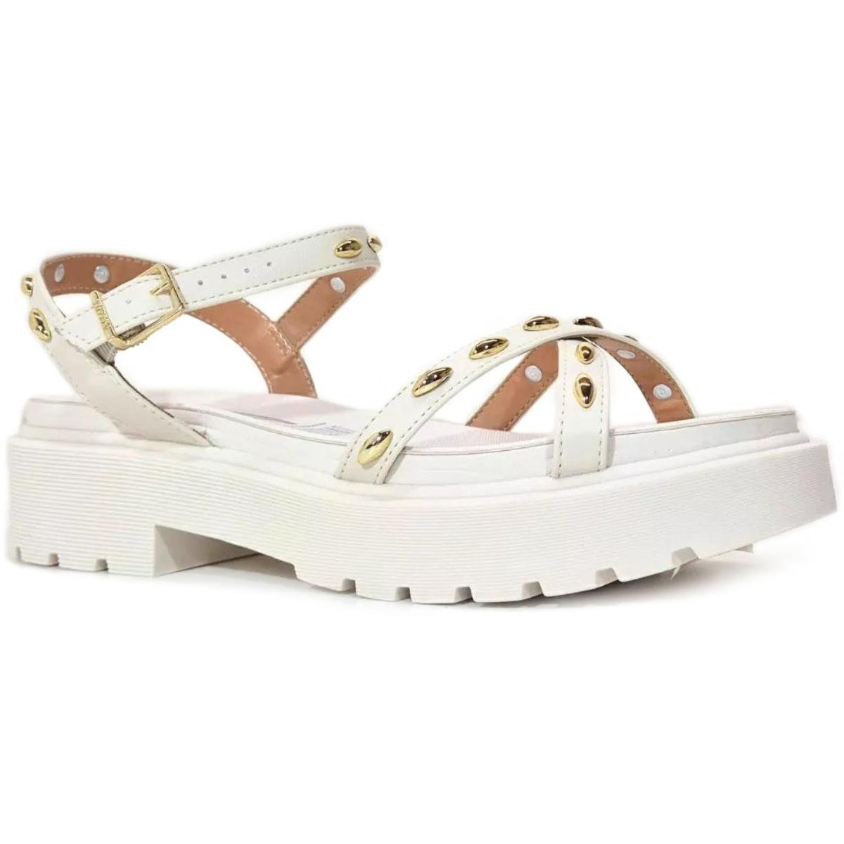 Sandália Vizzano Detalhes Flatform Feminina - Cinza Branco 1