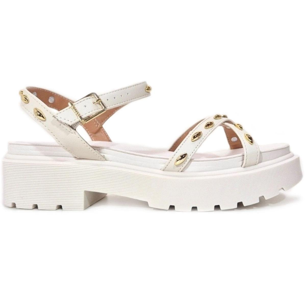 Sandália Vizzano Detalhes Flatform Feminina - Cinza Branco 2
