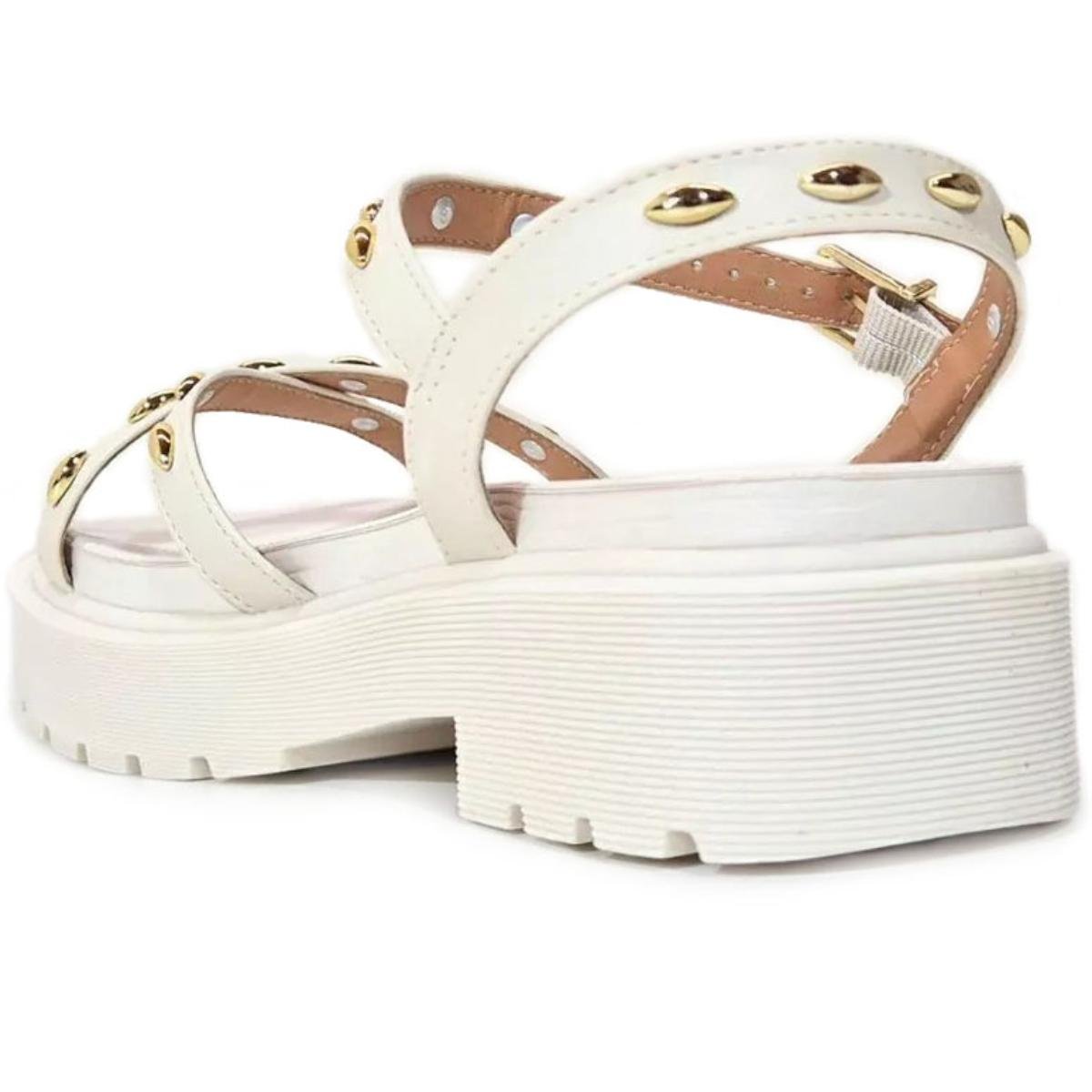 Sandália Vizzano Detalhes Flatform Feminina - Cinza Branco 4