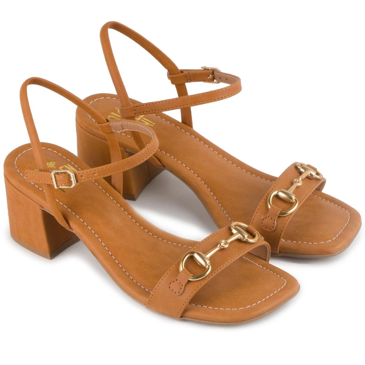 Sandália Di Valentini Tina Detalhe Salto Bloco - Marrom Marrom 1