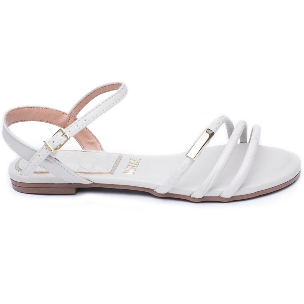 Rasteira Vizzano Texturizada Feminina - Branco Branco 2