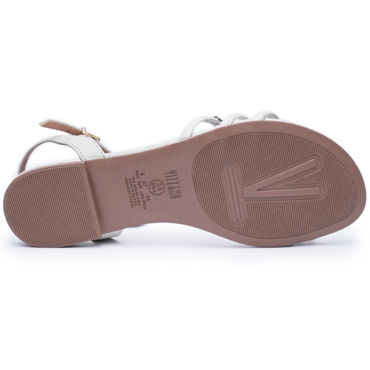 Rasteira Vizzano Texturizada Feminina - Branco Branco 5