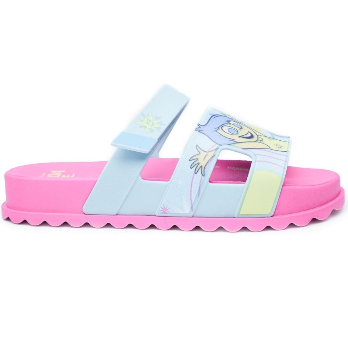 Chinelo Infantil Slide Grendene Kids Divertida Mente - Rosa e Azul Azul 2