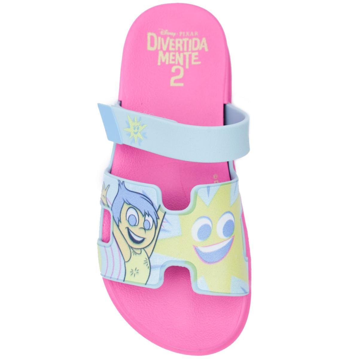 Chinelo Infantil Slide Grendene Kids Divertida Mente - Rosa e Azul Azul 3