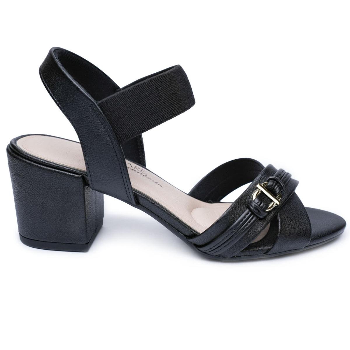 Sandália Modare Tiras Cruzadas Salto Fino Feminina - Preto Preto 2