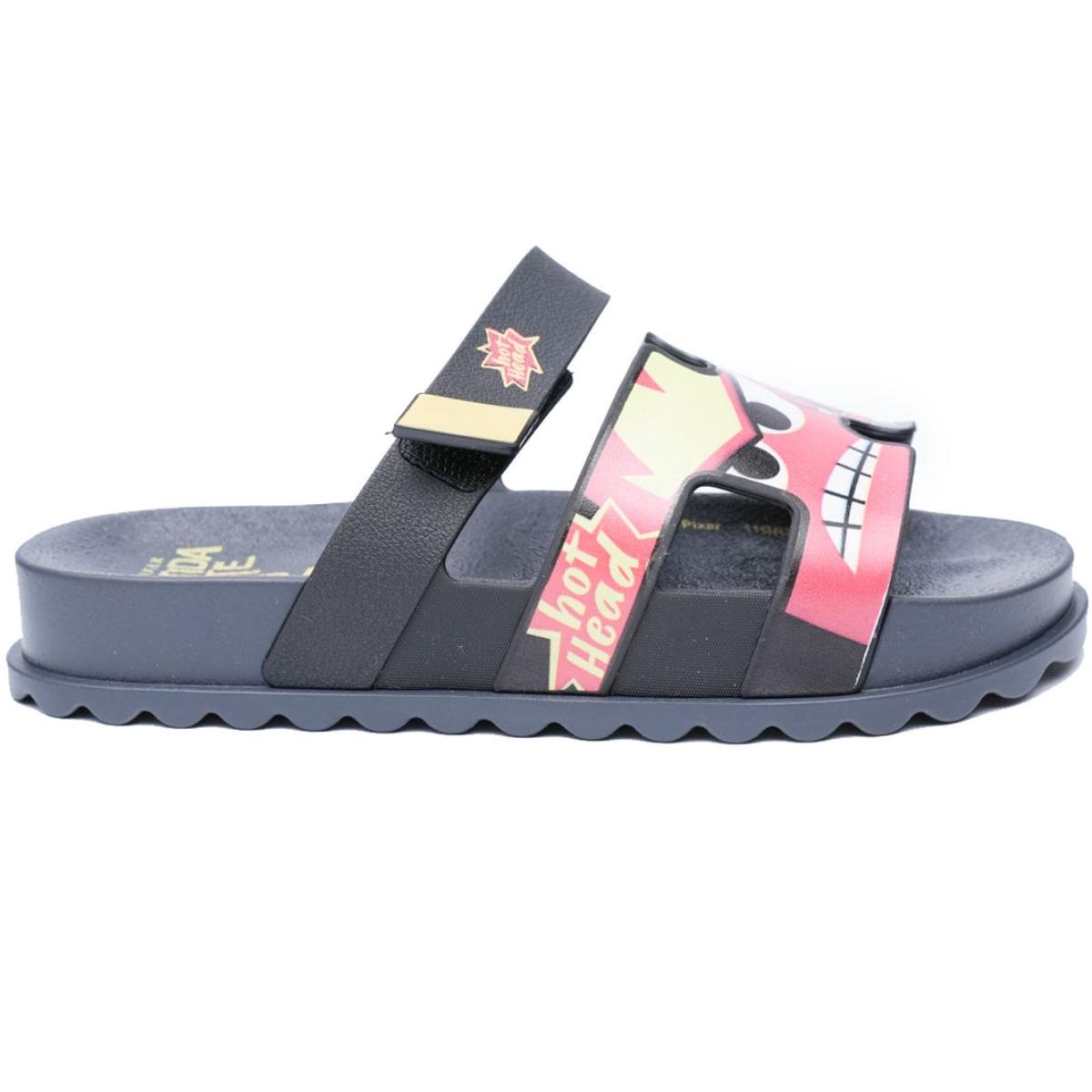 Chinelo Infantil Slide Grendene Kids Divertida Mente - Preto e Vermelho Preto 2