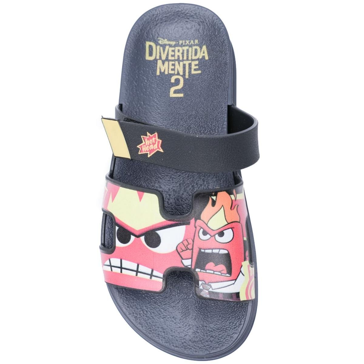 Chinelo Infantil Slide Grendene Kids Divertida Mente - Preto e Vermelho Preto 3