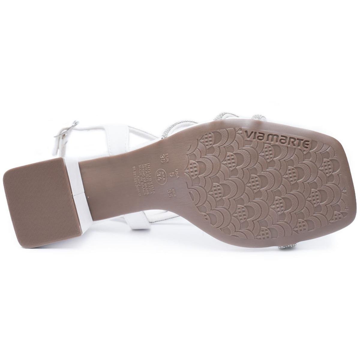 Sandália Via Marte Salto Bloco Strass Feminina - Branco Branco 4