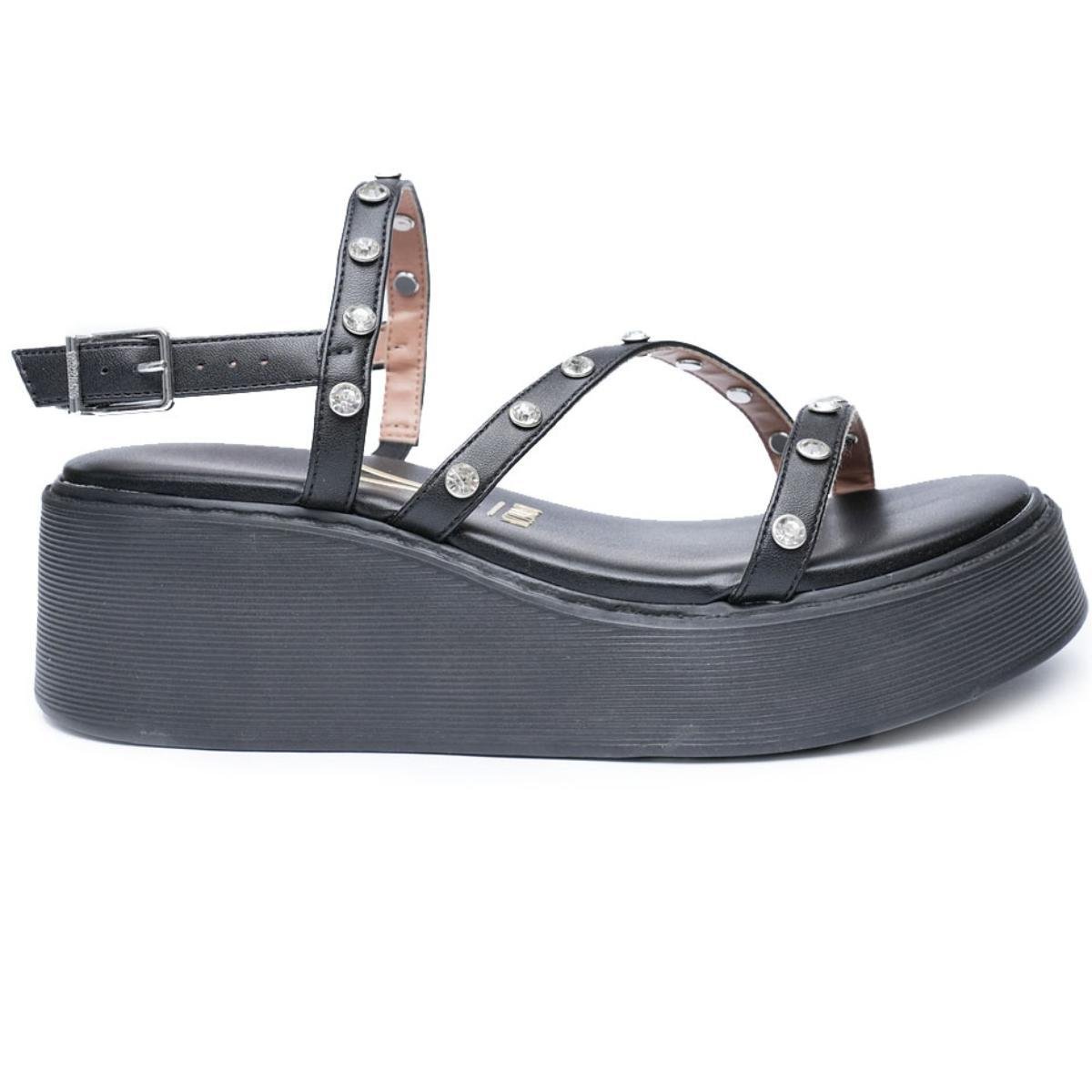Sandália Plataforma Vizzano Strass Feminino - Preto Preto 2