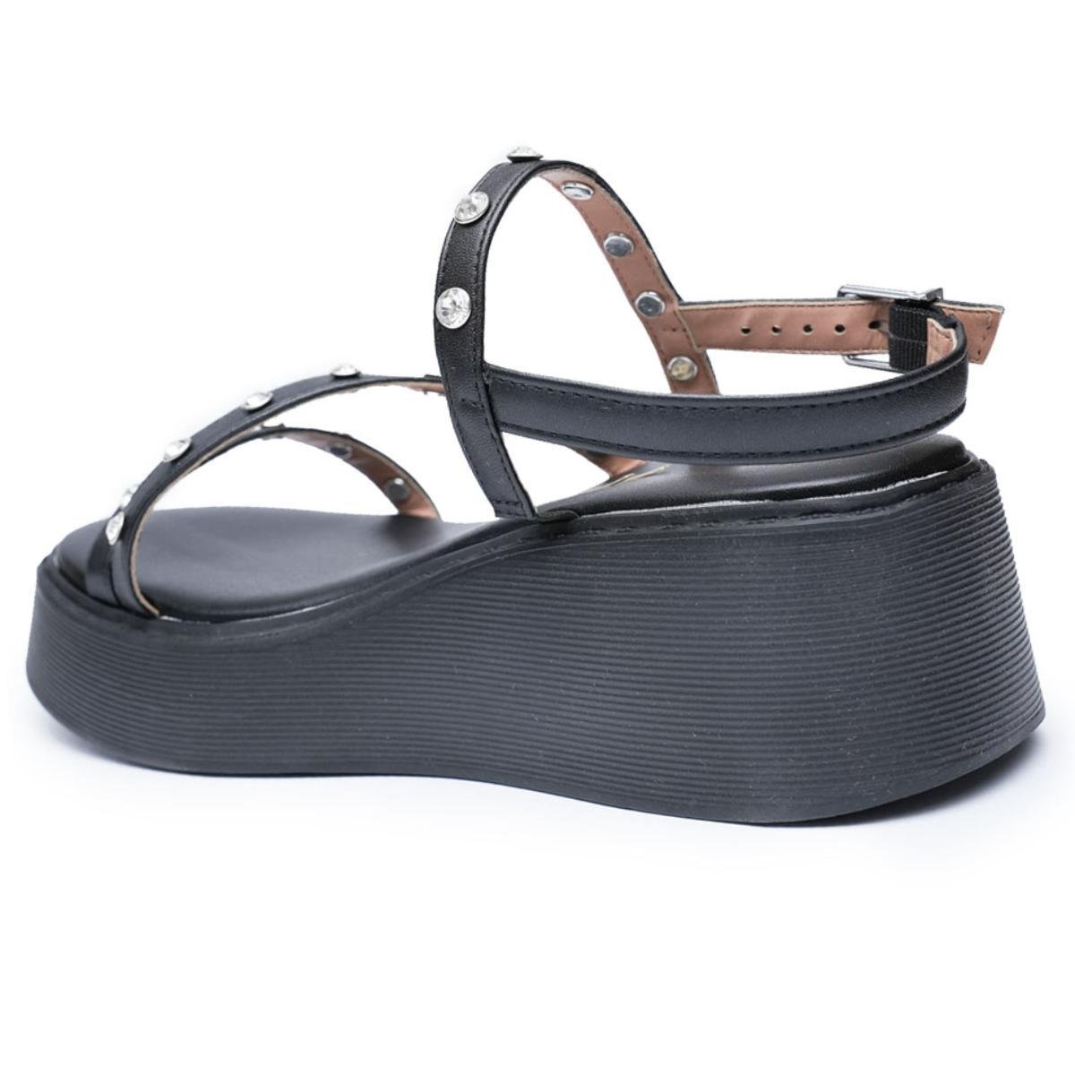 Sandália Plataforma Vizzano Strass Feminino - Preto Preto 4
