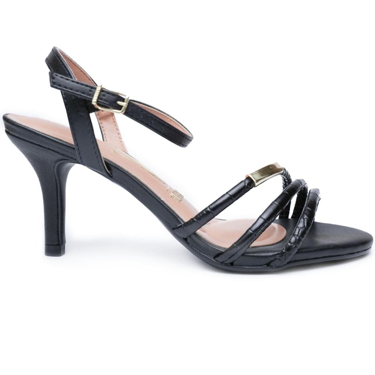 Sandália Vizzano Croco Detalhe Feminina - Preto Preto 2