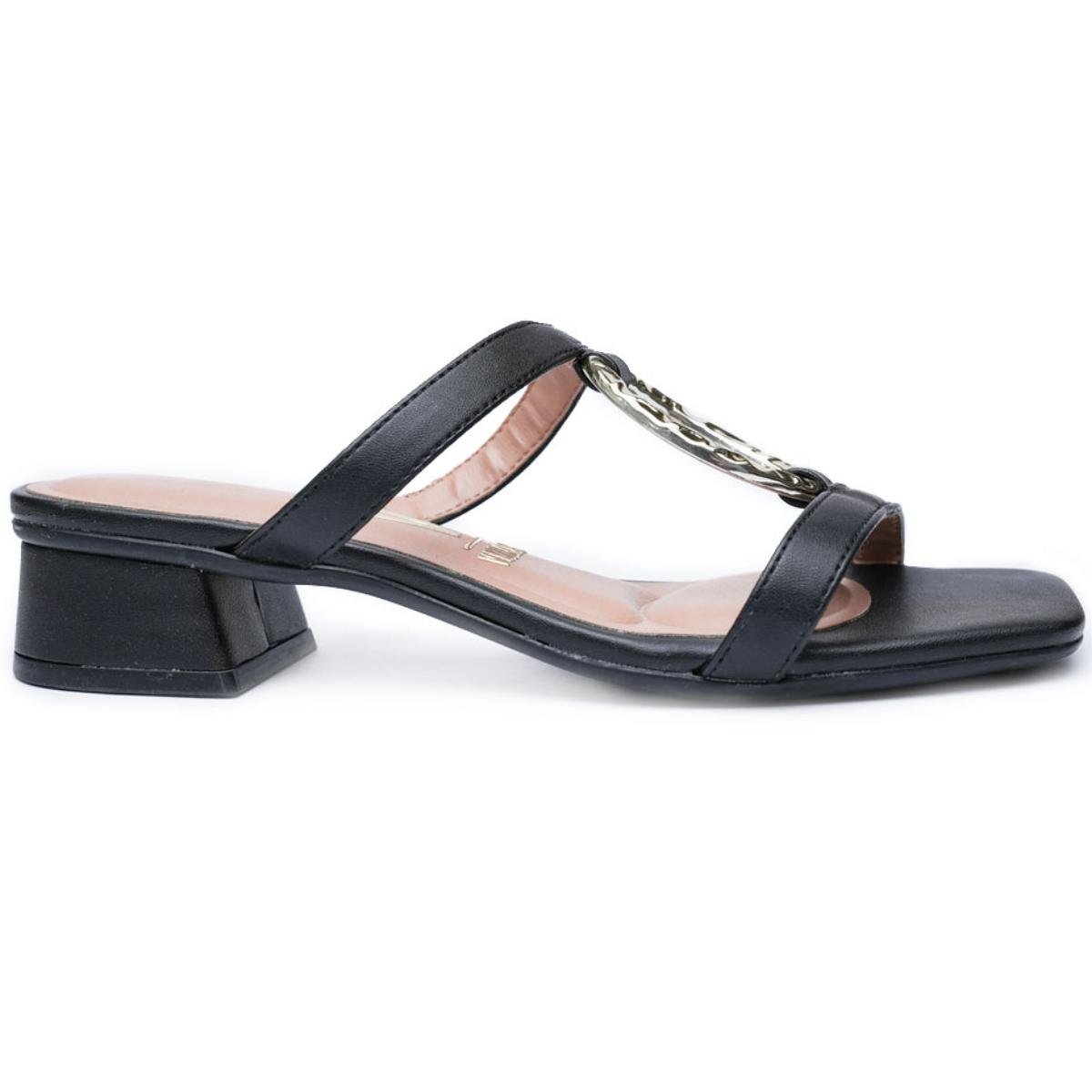 Tamanco Vizzano Salto Baixo Detalhe Feminino - Preto Preto 2
