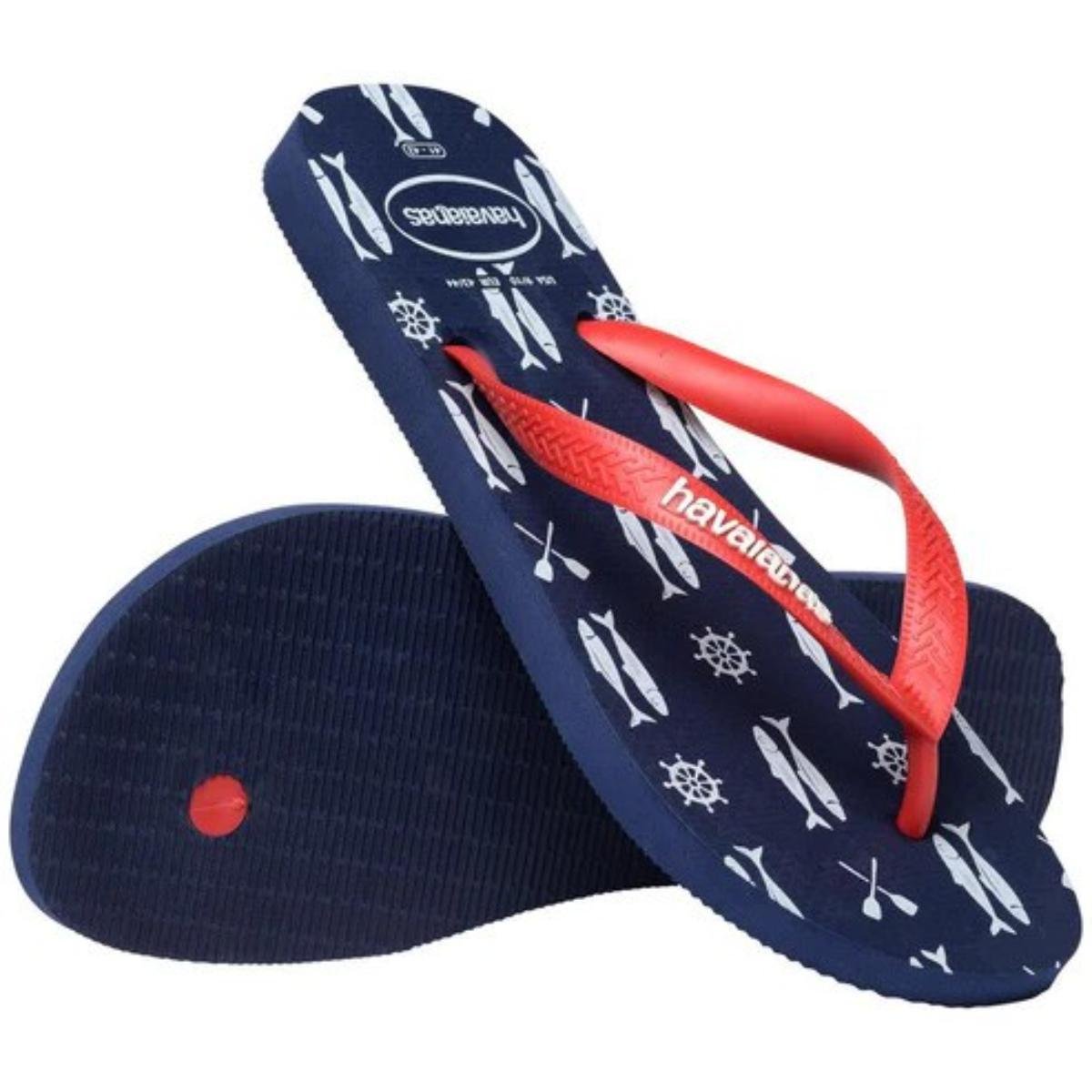 Chinelo Havaianas Top Nautical - Marinho e Vermelho Azul 4