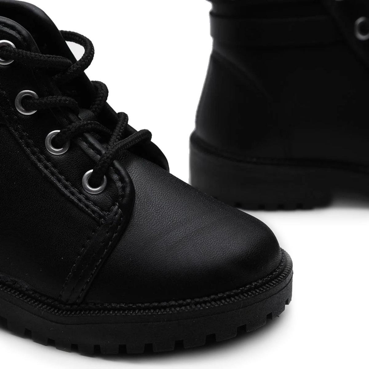 Bota Coturno Infantil Molekinha Coração Menina - Preto Preto 3