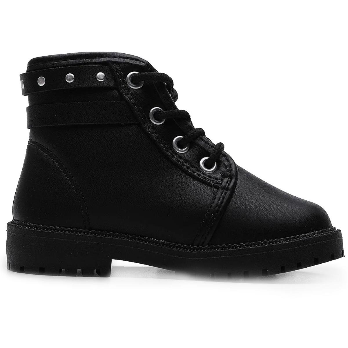 Bota Coturno Infantil Molekinha Coração Menina - Preto Preto 4