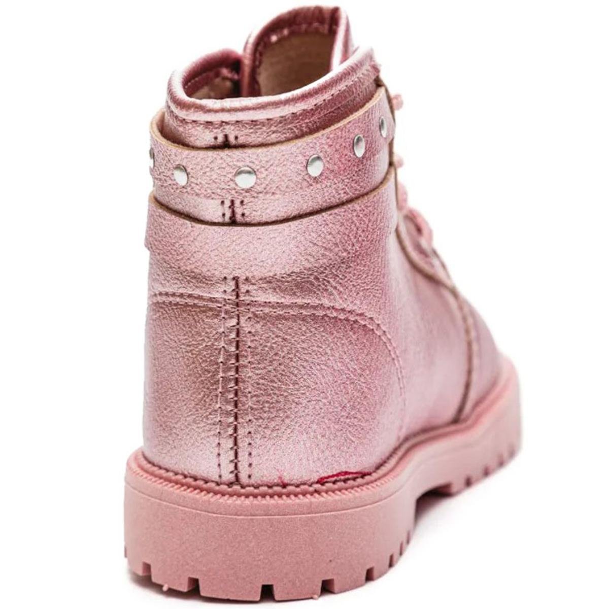 Bota Coturno Infantil Molekinha Metalizada Menina - Rosa Rosa 4