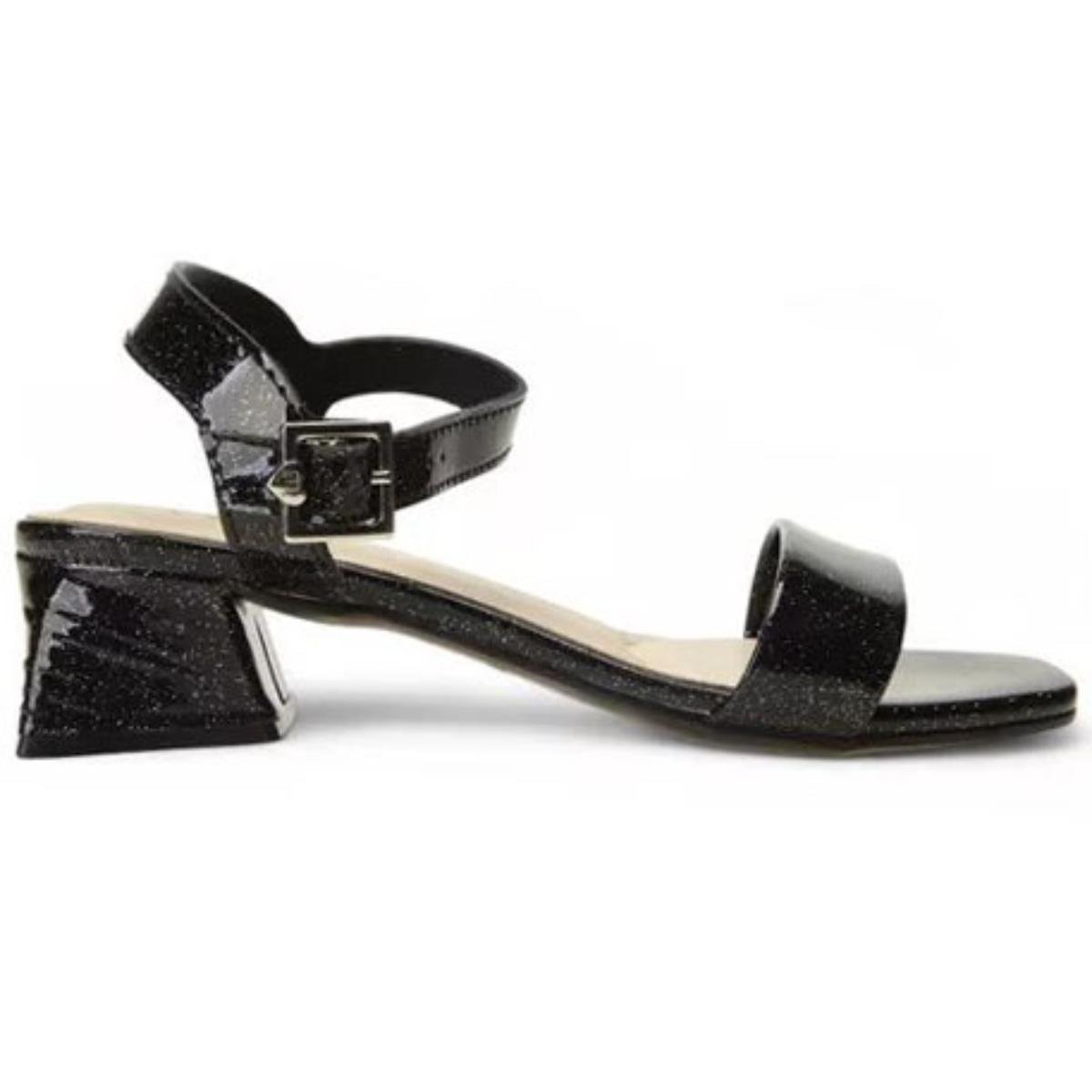 Sandália Infantil Molekinha Holográfica Salto Bloco - Preto Preto 2