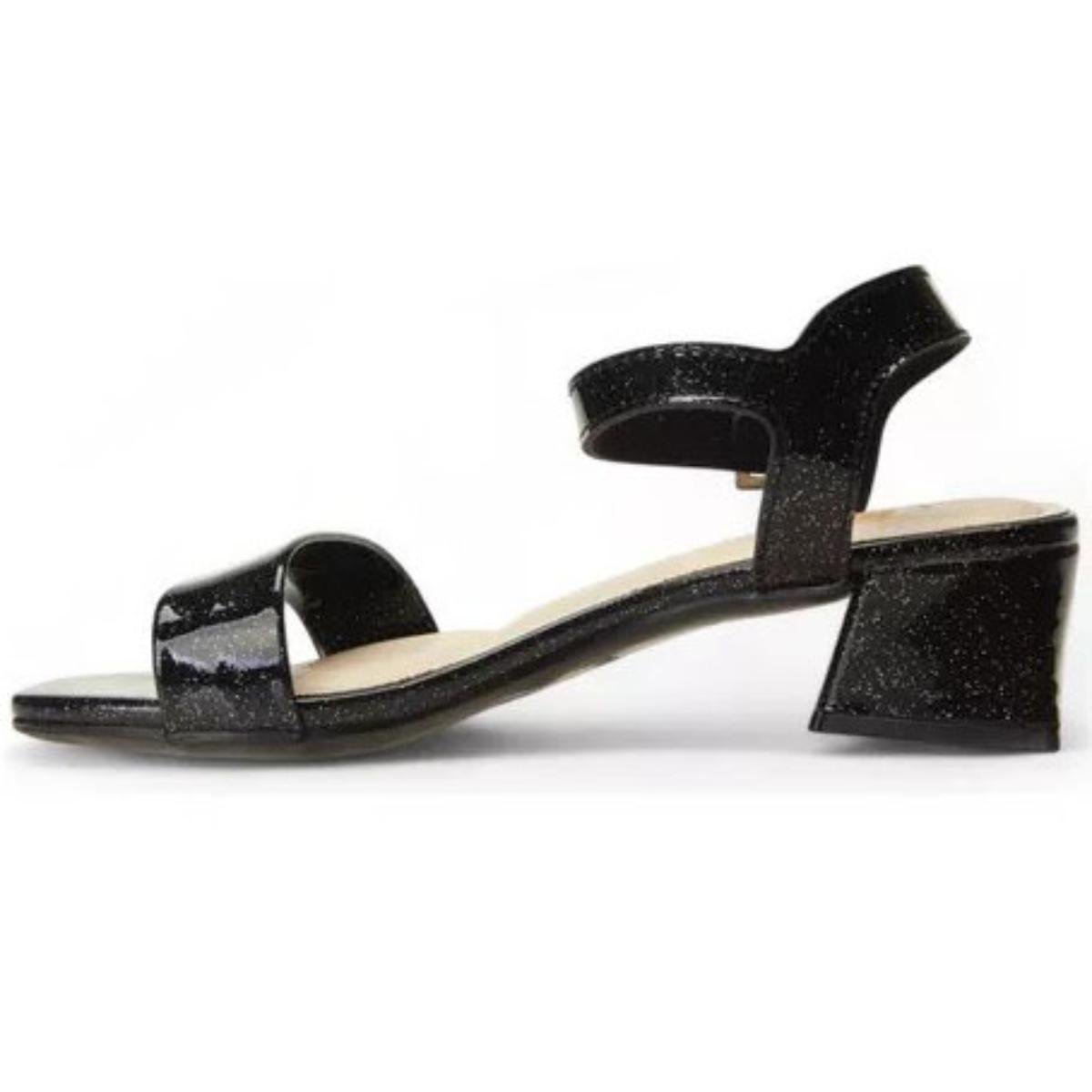 Sandália Infantil Molekinha Holográfica Salto Bloco - Preto Preto 4