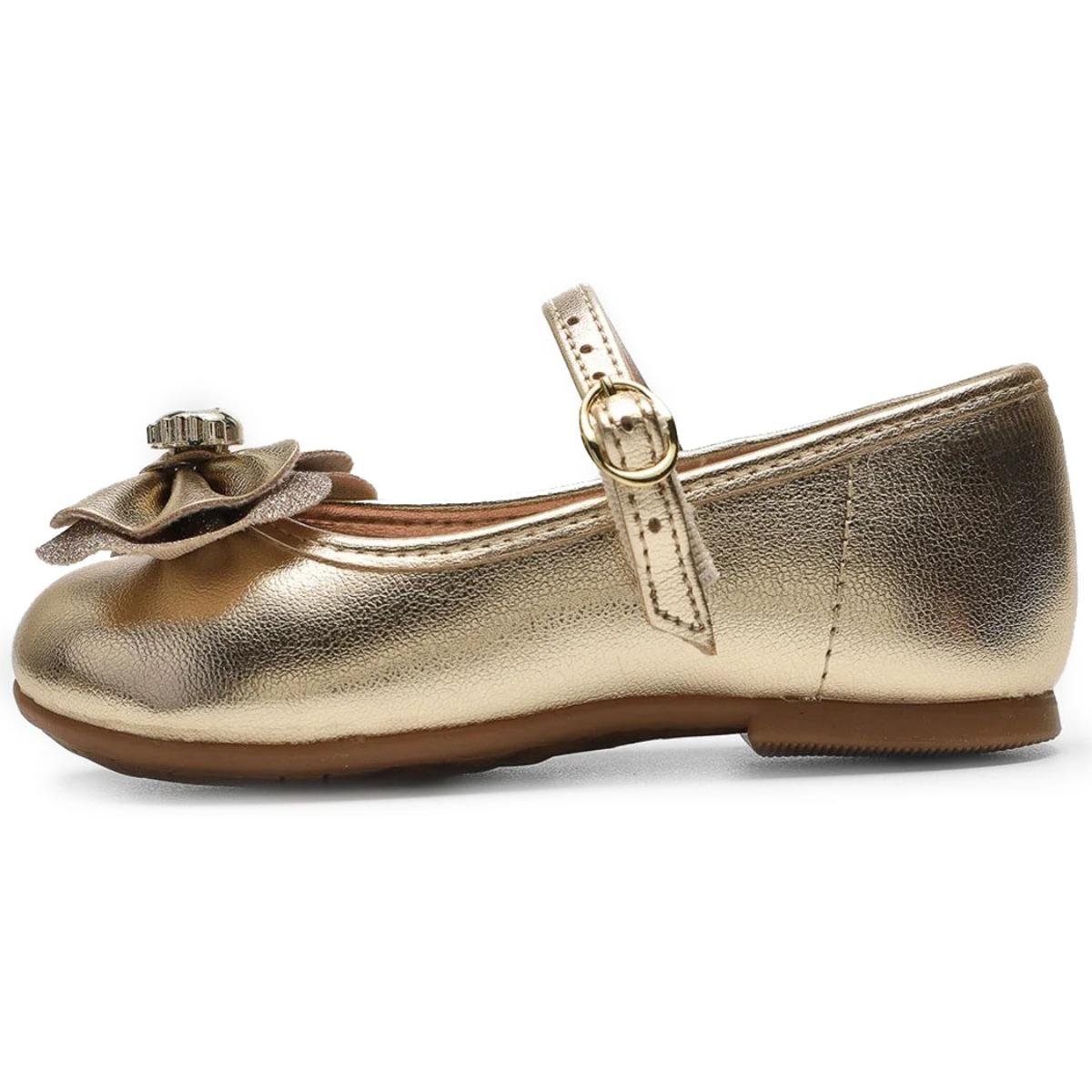Sapatilha Boneca Molekinha Metalizado Laço - Dourado Dourado 2