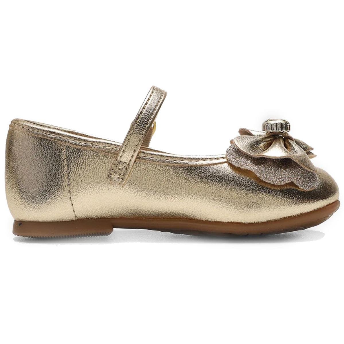 Sapatilha Boneca Molekinha Metalizado Laço - Dourado Dourado 4