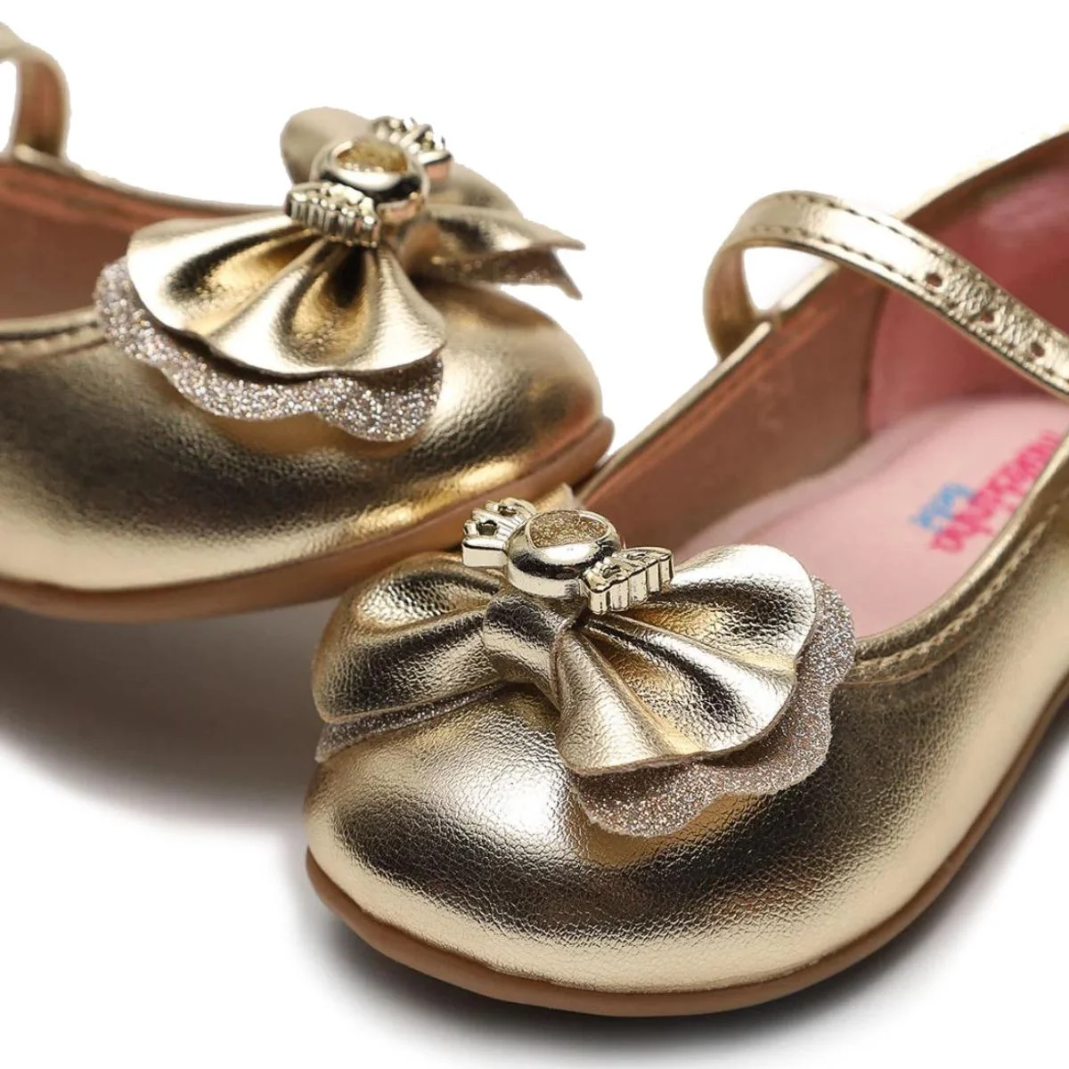 Sapatilha Boneca Molekinha Metalizado Laço - Dourado Dourado 3
