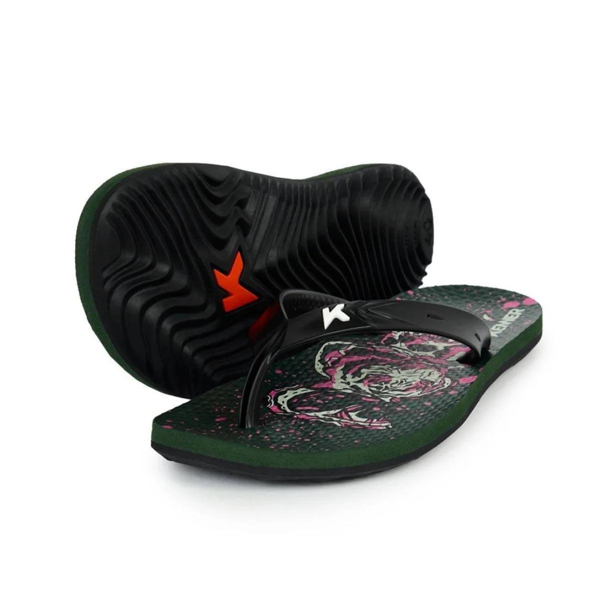Chinelo Kenner Summer Tattoo Masculino - Preto e Verde Preto 2