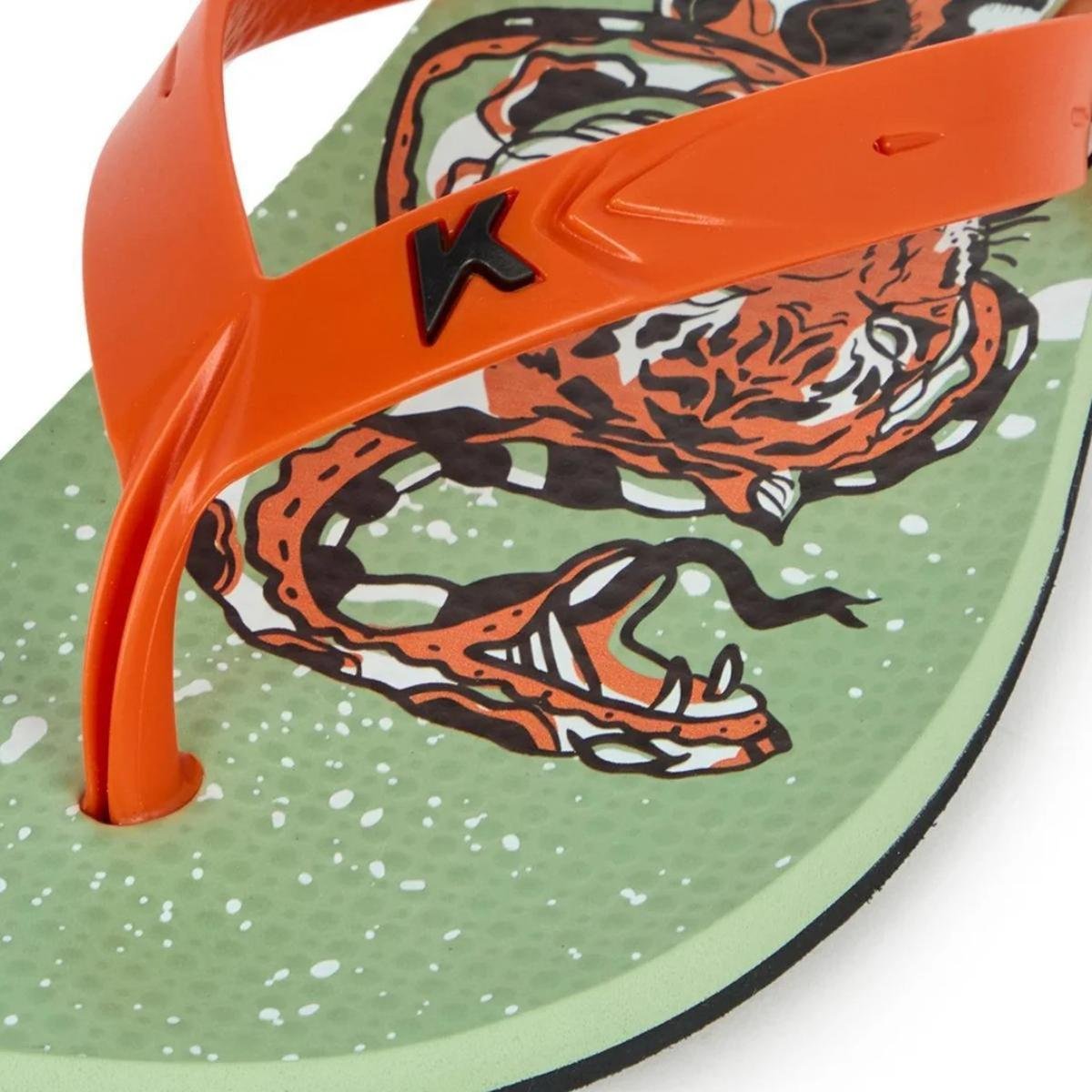 Chinelo Infantil Kenner Summer Old School Kids - Verde e Laranja Verde 4