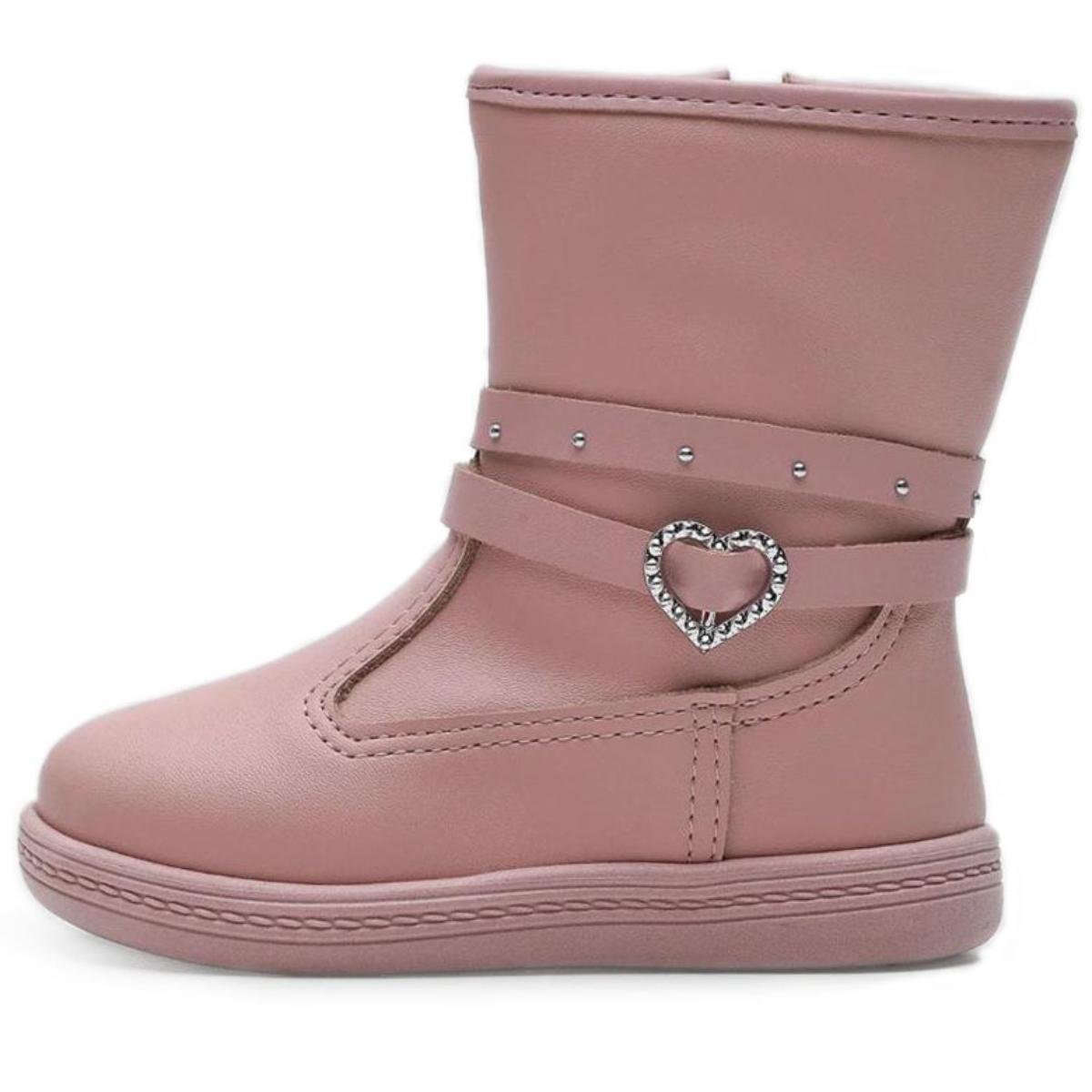 Bota Infantil Molekinha Coração Menina - Rosa Rosa 2