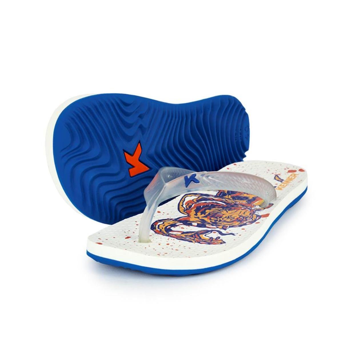Chinelo Infantil Kenner Summer Old School Kids - Branco e Azul Branco 4
