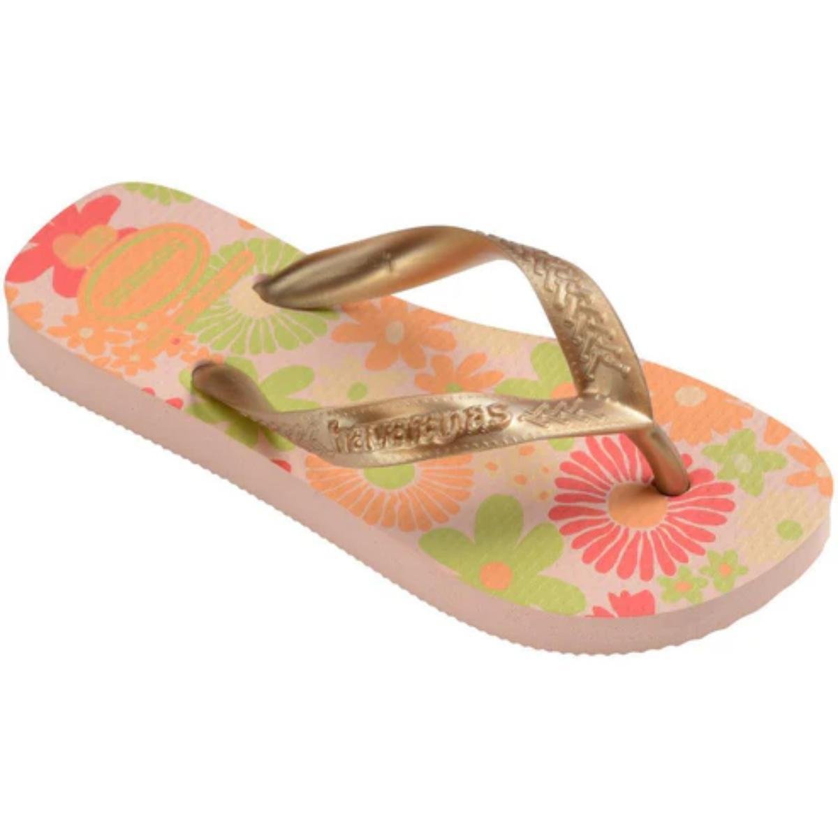 Chinelo Infantil Havaianas Flores Kids - Rosê Rosa 2