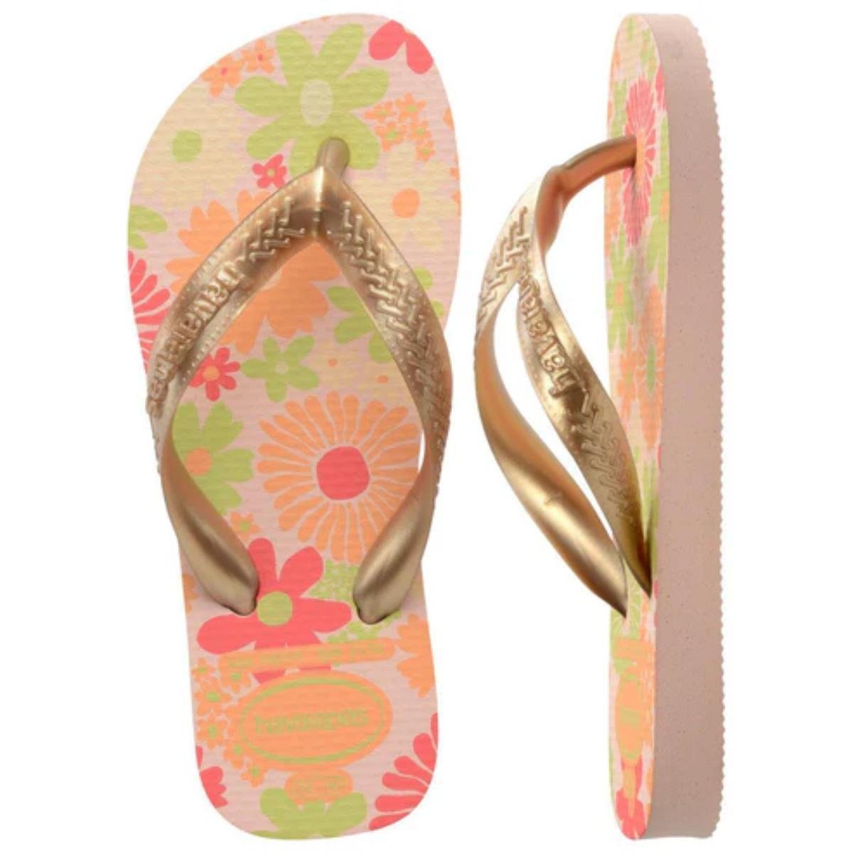 Chinelo Infantil Havaianas Flores Kids - Rosê Rosa 5