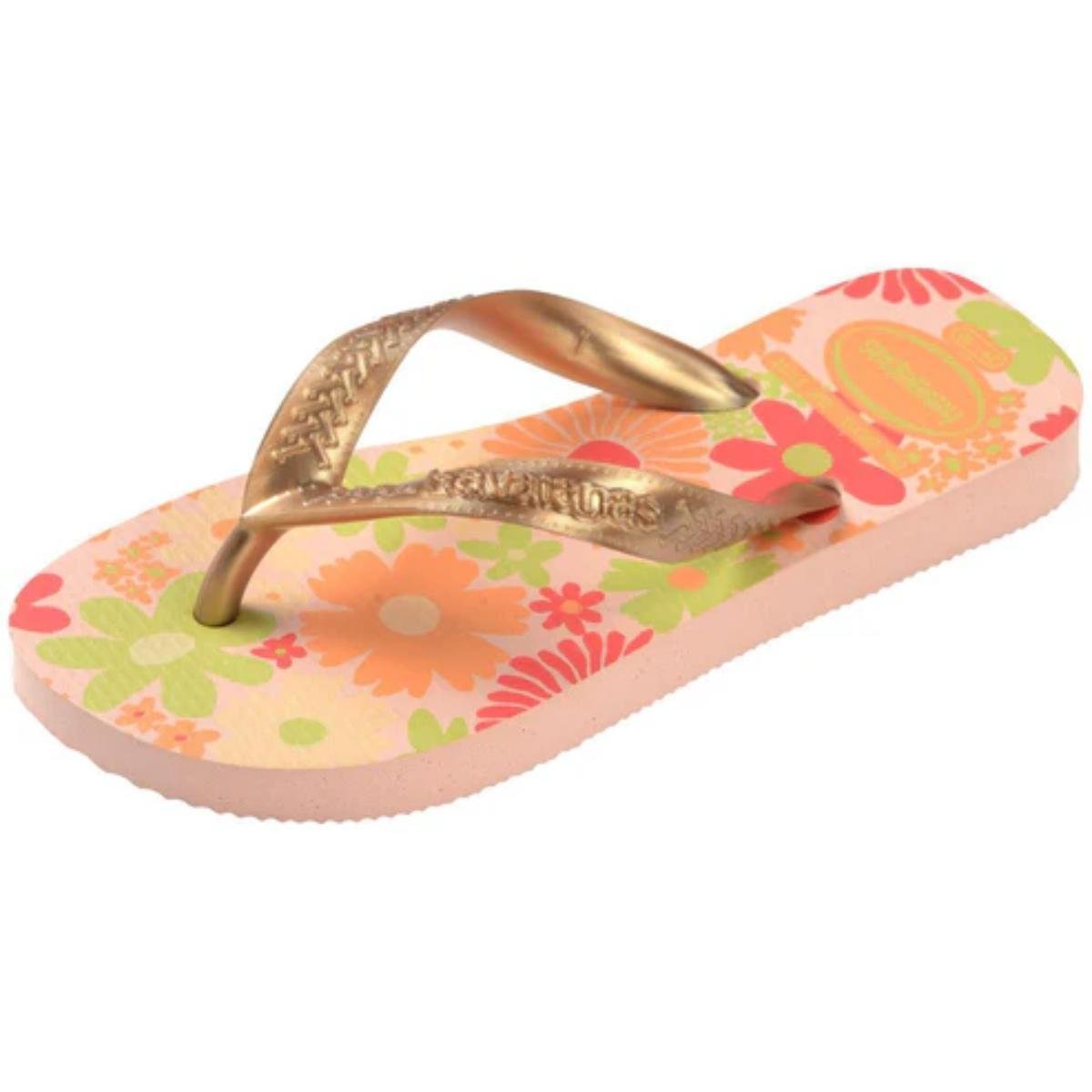Chinelo Infantil Havaianas Flores Kids - Rosê Rosa 6