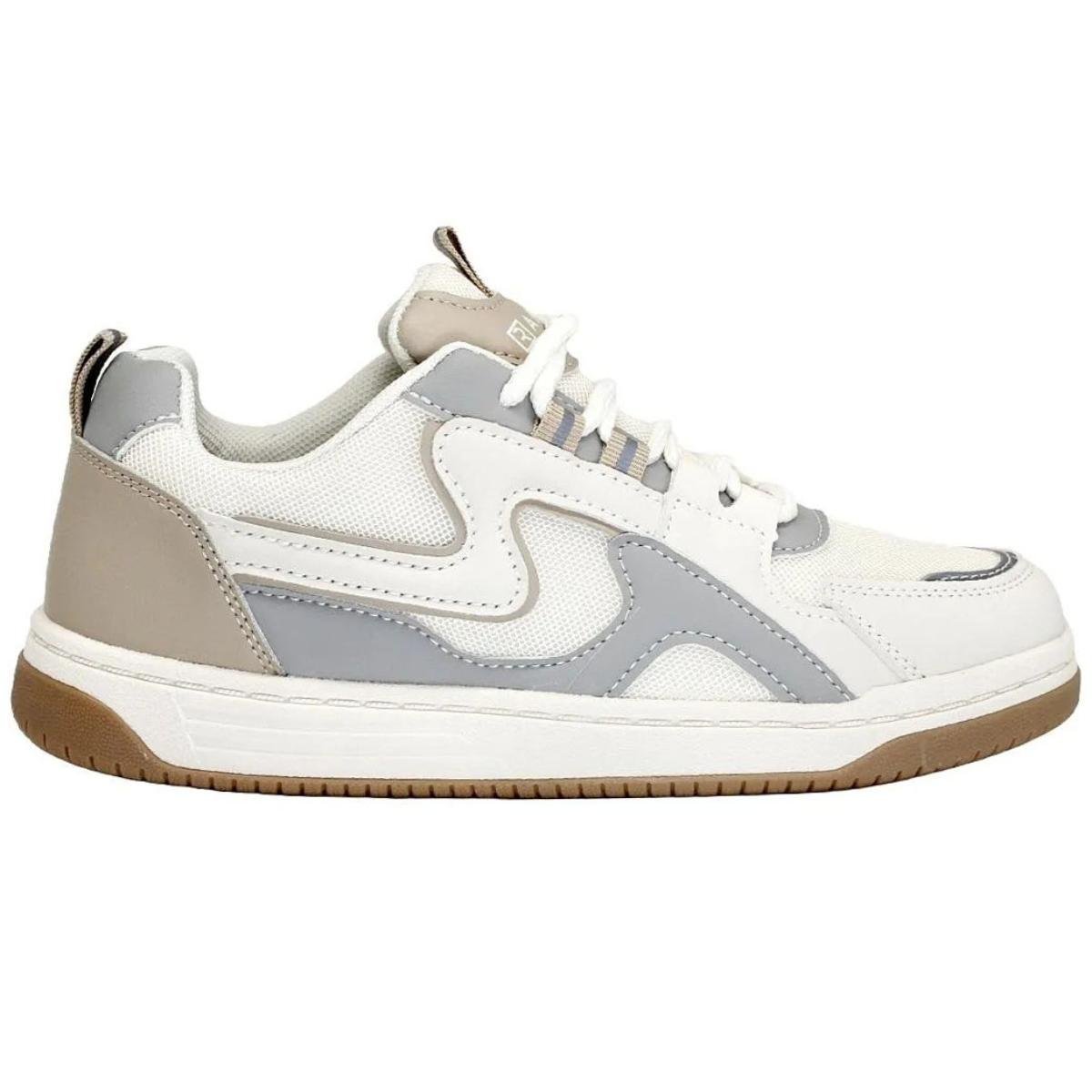 Tênis Ramarim Chuncky Feminino - Bege e Prata Branco/Cinza 2