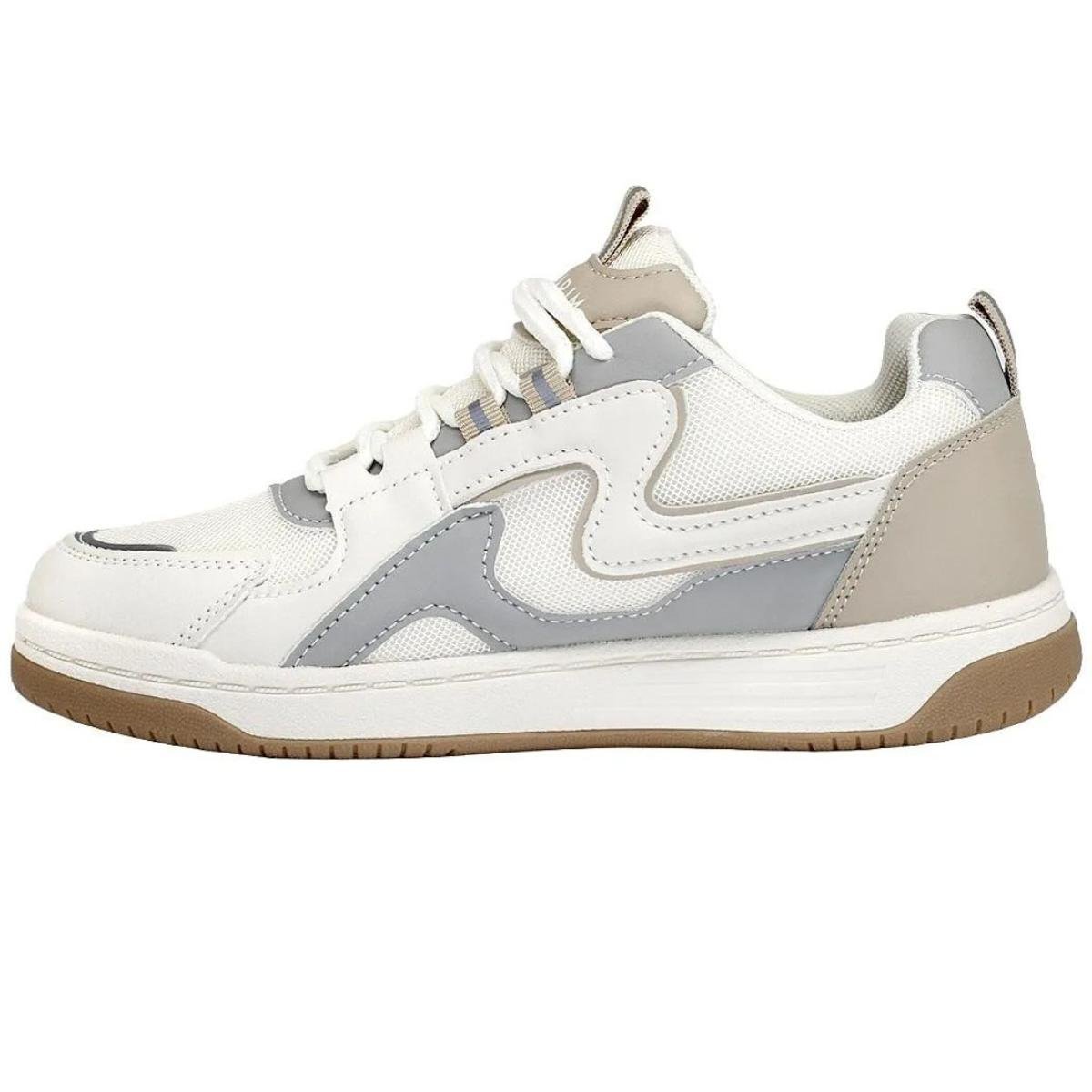 Tênis Ramarim Chuncky Feminino - Bege e Prata Branco/Cinza 3