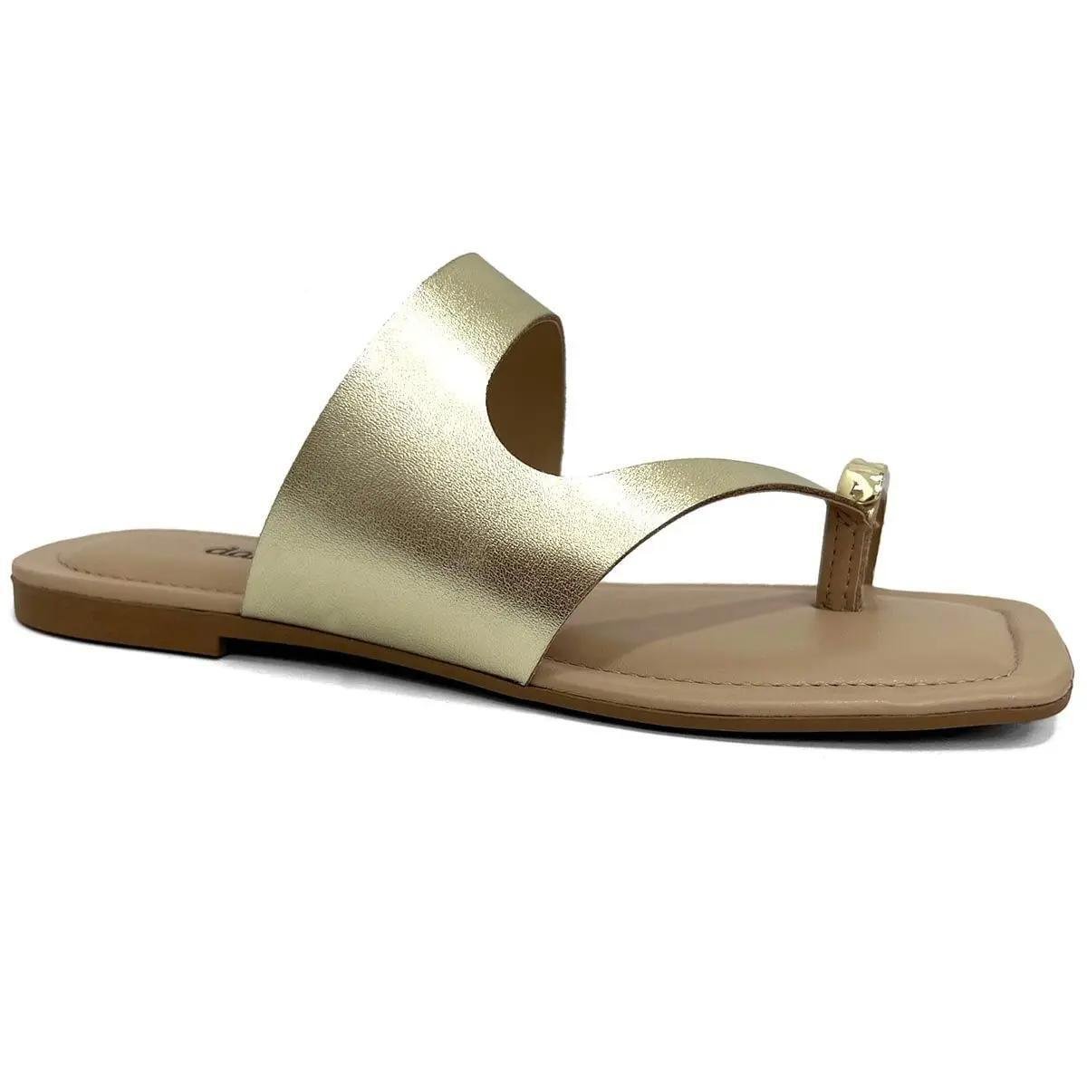 Rasteira Dakota Tira Única Feminina - Dourado Dourado 1
