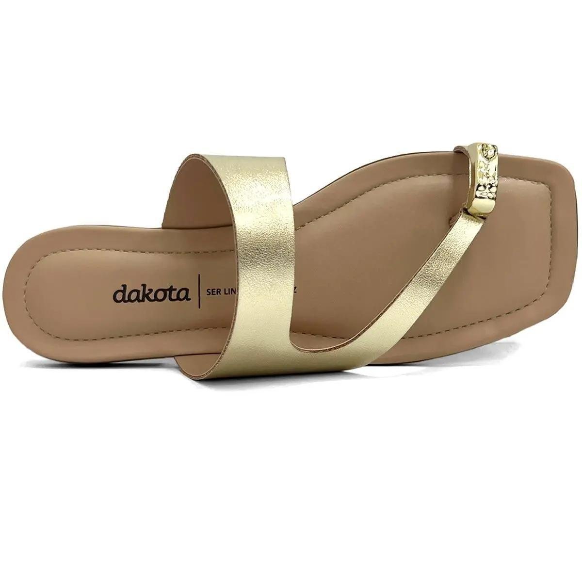 Rasteira Dakota Tira Única Feminina - Dourado Dourado 3