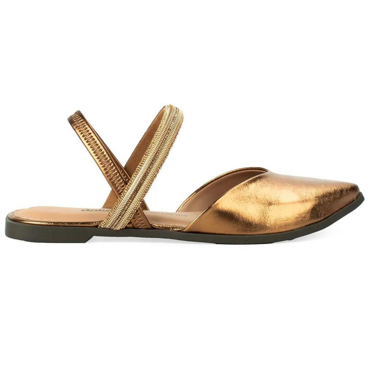 Rasteira Dakota Tira Strass Bico Fino Feminina - Cobre Dourado 2