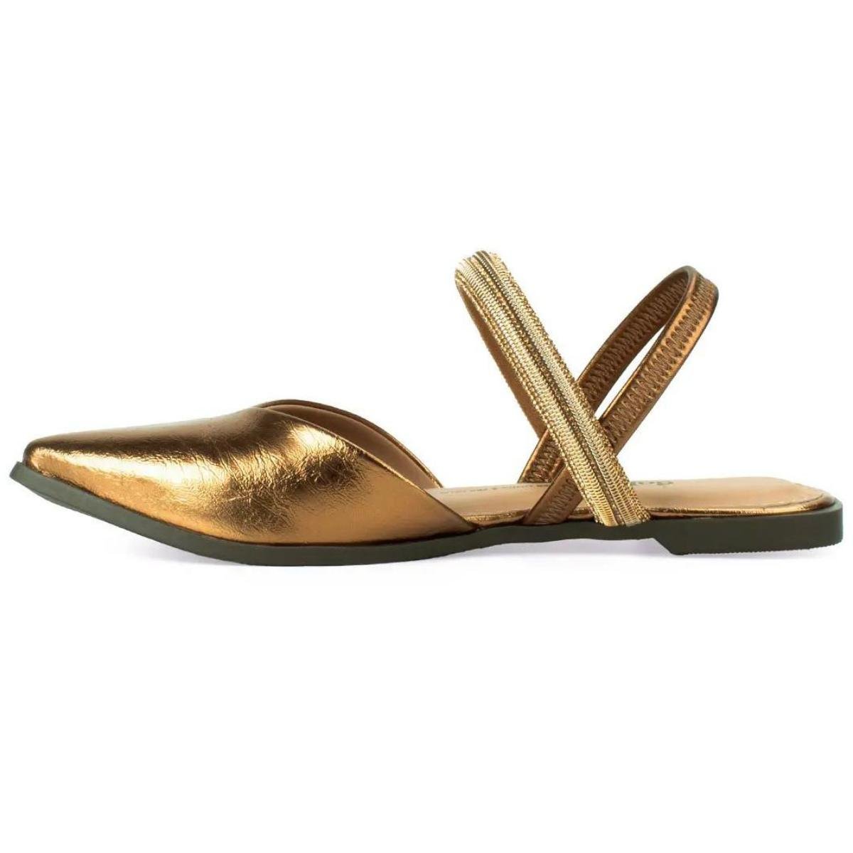 Rasteira Dakota Tira Strass Bico Fino Feminina - Cobre Dourado 4