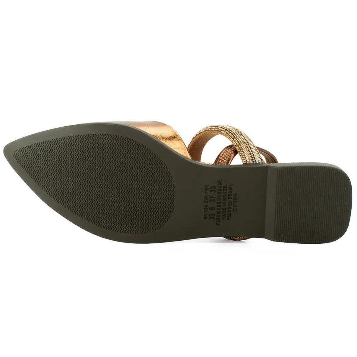 Rasteira Dakota Tira Strass Bico Fino Feminina - Cobre Dourado 5