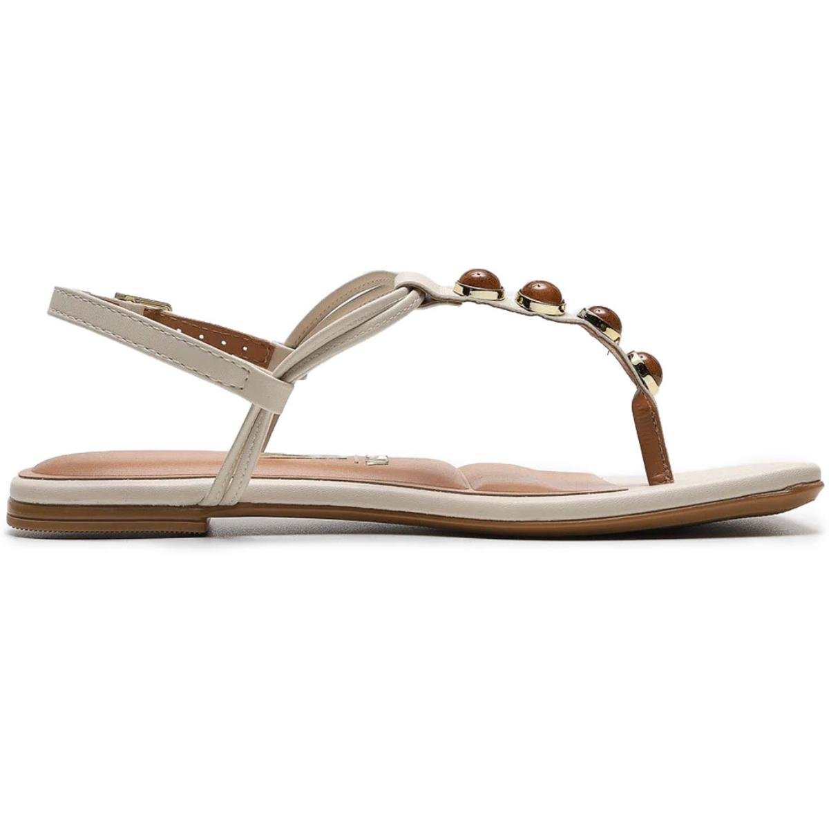 Rasteira Vizzano Pedraria Feminina - Off White Branco 4