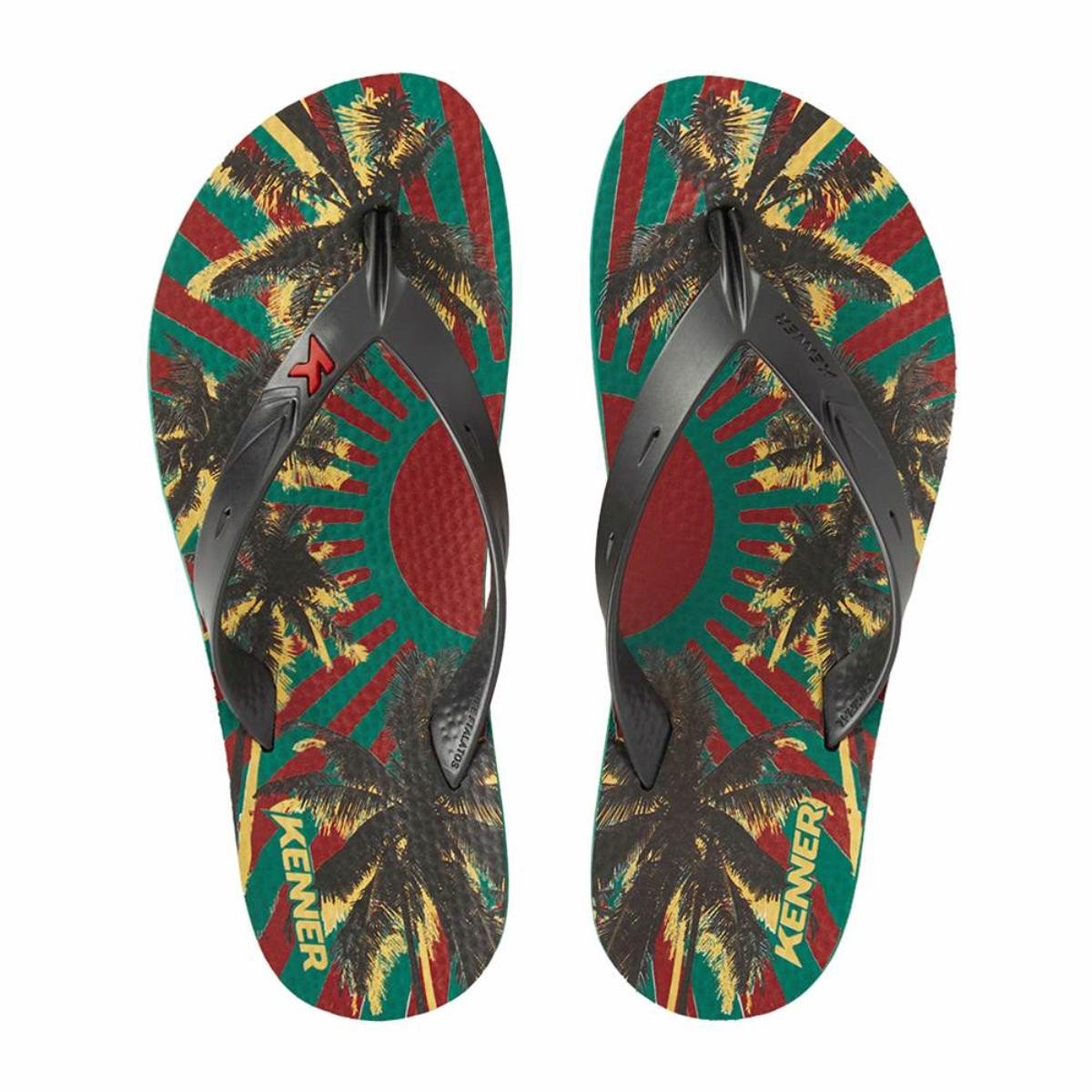 Chinelo Kenner Summer Reggae Masculino - Preto e Verde Verde/Preto 1