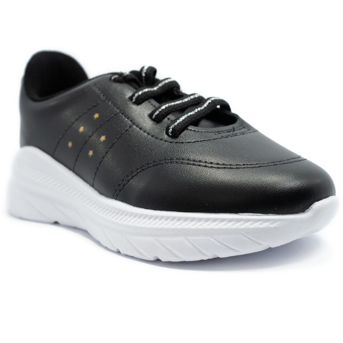 Tênis Molekinha Infantil Menina - Preto e Dourado