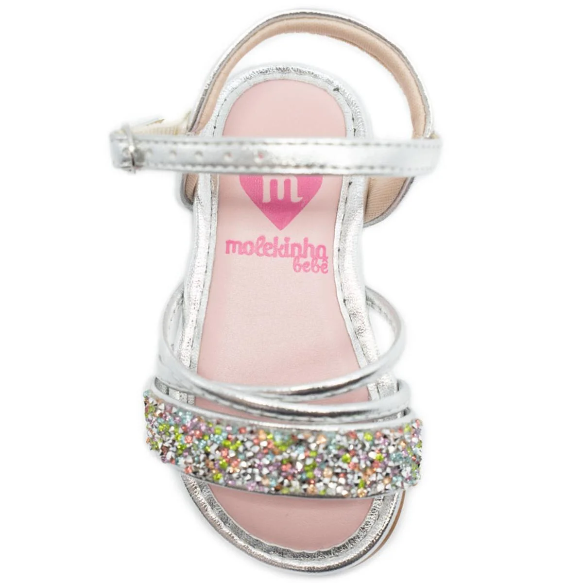 Sandália Infantil Molekinha Pedraria Menina - Prata Prata 3