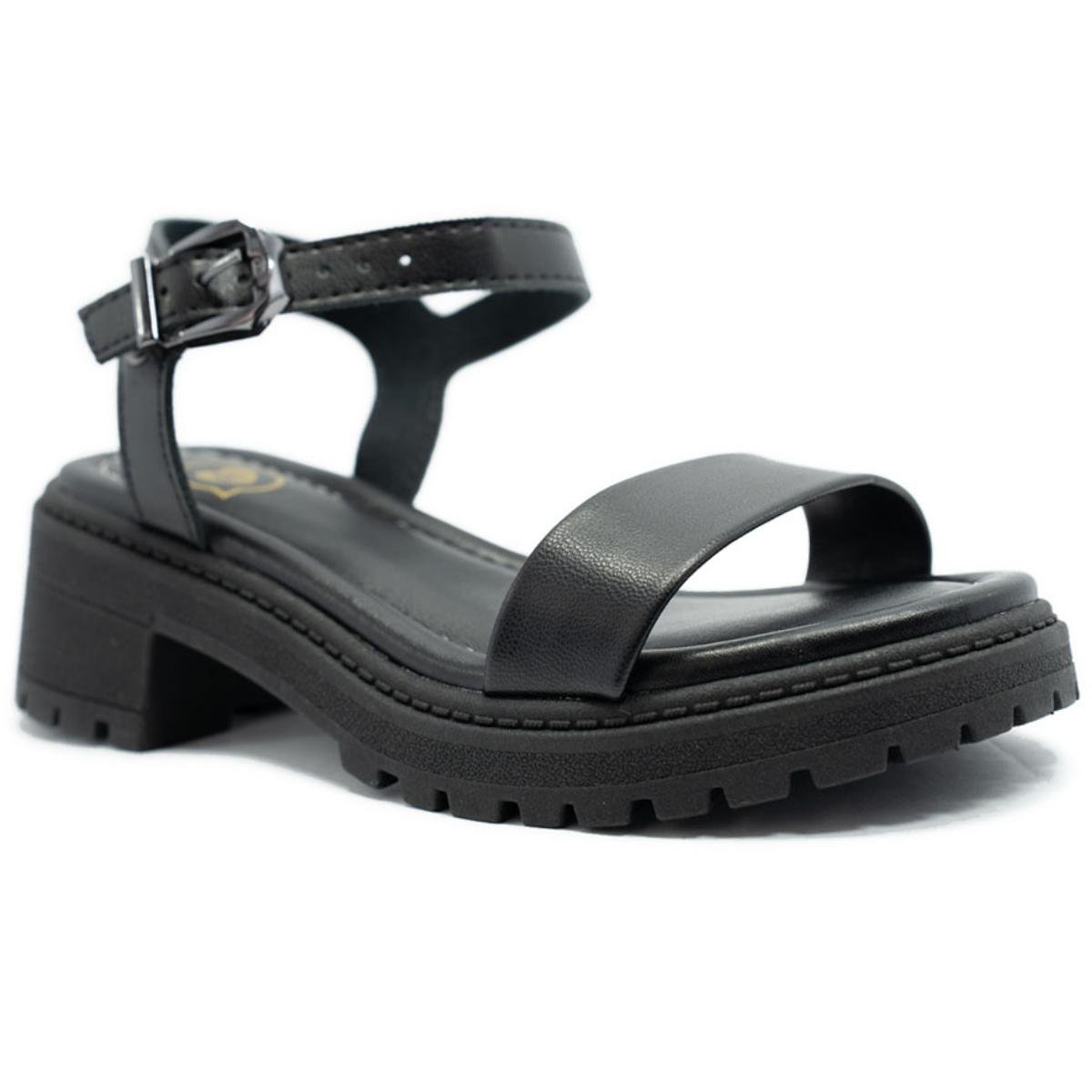 Sandália Infantil Molekinha Salto Baixo Menina - Preto