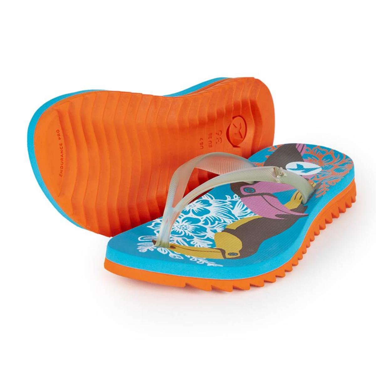 Chinelo Kenner Ibiza Tucano Feminino - Azul e Laranja Azul 2