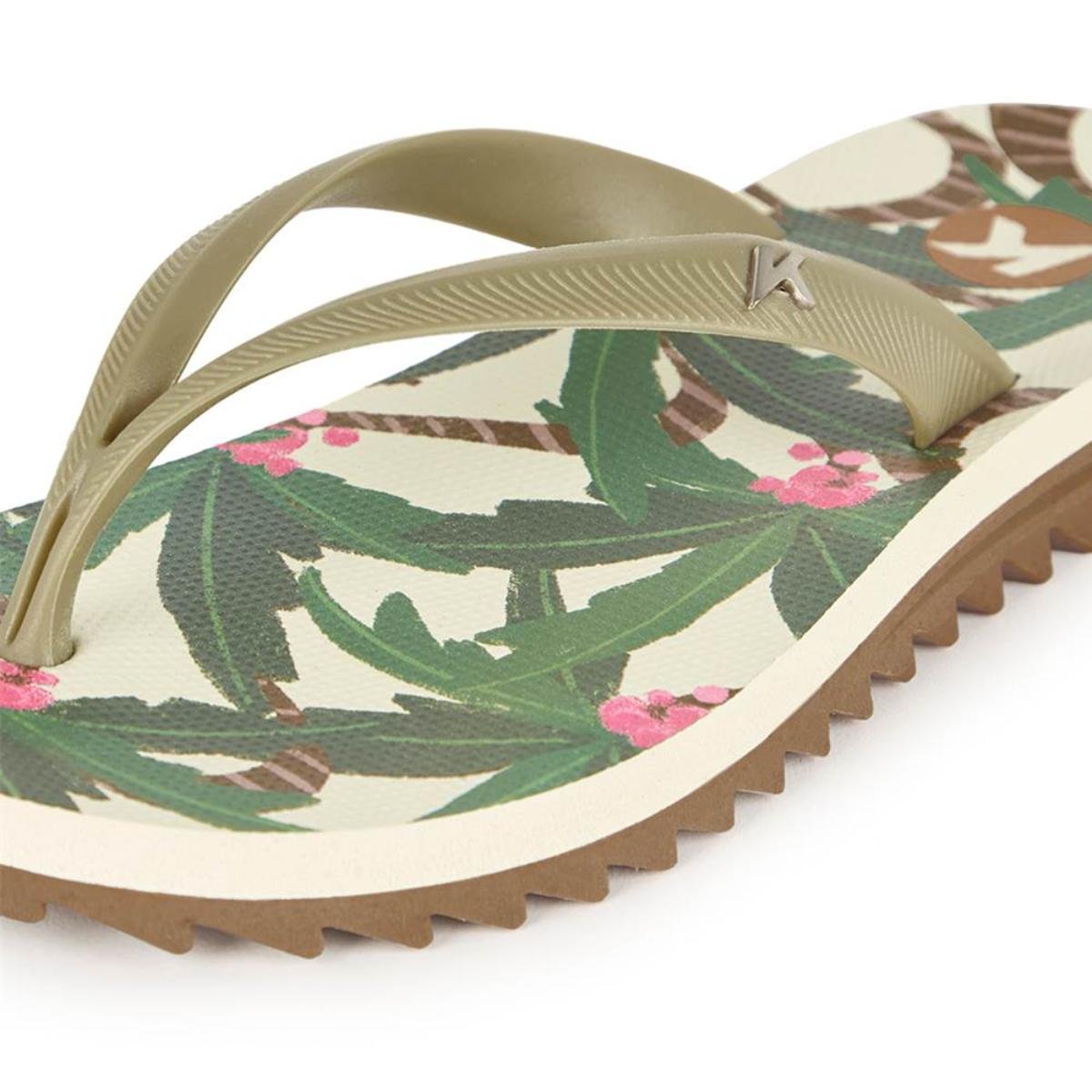 Chinelo Kenner Ibiza Hula Feminino - Off White e Marrom Bege/Verde 4